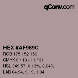 颜色代码: HEX #AF989C | qconv.com