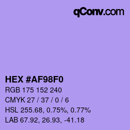 カラーコード: HEX #AF98F0 | qconv.com