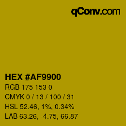 Color code: HEX #AF9900 | qconv.com