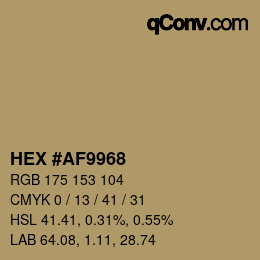 Color code: HEX #AF9968 | qconv.com