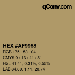 カラーコード: HEX #AF9968 | qconv.com