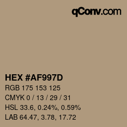 カラーコード: HEX #AF997D | qconv.com