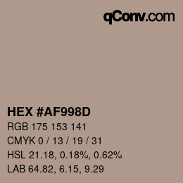 Color code: HEX #AF998D | qconv.com