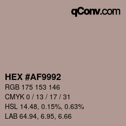 颜色代码: HEX #AF9992 | qconv.com