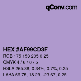 Farbcode: HEX #AF99CD3F | qconv.com