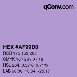 Color code: HEX #AF99D0 | qconv.com