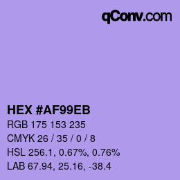 Color code: HEX #AF99EB | qconv.com