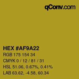 Color code: HEX #AF9A22 | qconv.com