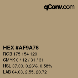 颜色代码: HEX #AF9A78 | qconv.com