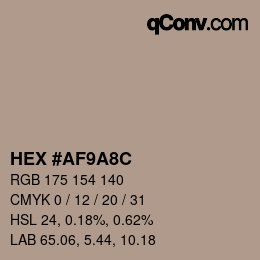 Farbcode: HEX #AF9A8C | qconv.com