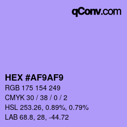 Color code: HEX #AF9AF9 | qconv.com