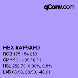 Color code: HEX #AF9AFD | qconv.com