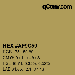 Color code: HEX #AF9C59 | qconv.com