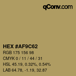 Color code: HEX #AF9C62 | qconv.com