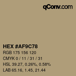 Color code: HEX #AF9C78 | qconv.com