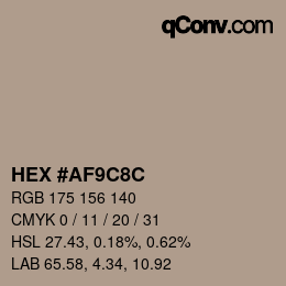 カラーコード: HEX #AF9C8C | qconv.com
