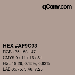 Código de color: HEX #AF9C93 | qconv.com