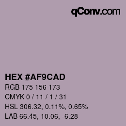 Color code: HEX #AF9CAD | qconv.com
