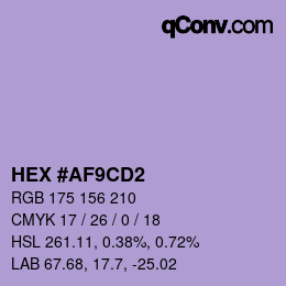 颜色代码: HEX #AF9CD2 | qconv.com