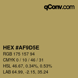 Código de color: HEX #AF9D5E | qconv.com