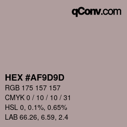 Color code: HEX #AF9D9D | qconv.com