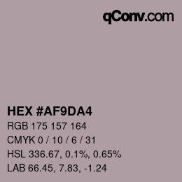 颜色代码: HEX #AF9DA4 | qconv.com