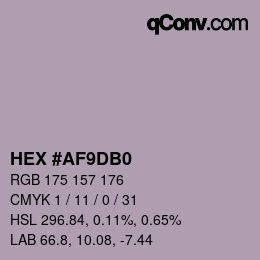 颜色代码: HEX #AF9DB0 | qconv.com