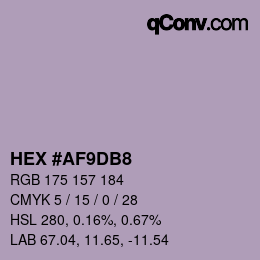 カラーコード: HEX #AF9DB8 | qconv.com