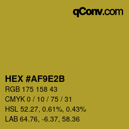 Color code: HEX #AF9E2B | qconv.com