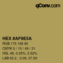 颜色代码: HEX #AF9E5A | qconv.com