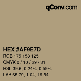 颜色代码: HEX #AF9E7D | qconv.com