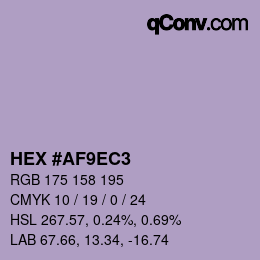 Color code: HEX #AF9EC3 | qconv.com