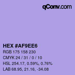 カラーコード: HEX #AF9EE6 | qconv.com