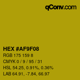 カラーコード: HEX #AF9F08 | qconv.com