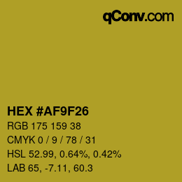 Color code: HEX #AF9F26 | qconv.com
