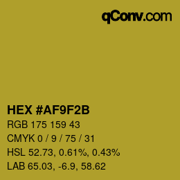 カラーコード: HEX #AF9F2B | qconv.com