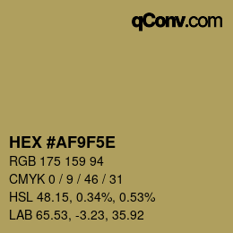 Código de color: HEX #AF9F5E | qconv.com