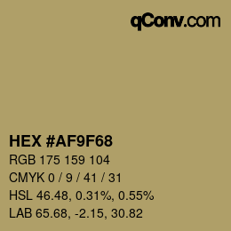 颜色代码: HEX #AF9F68 | qconv.com