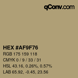 カラーコード: HEX #AF9F76 | qconv.com