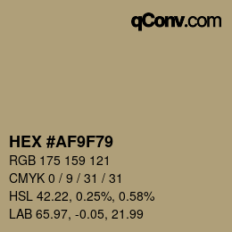 Color code: HEX #AF9F79 | qconv.com