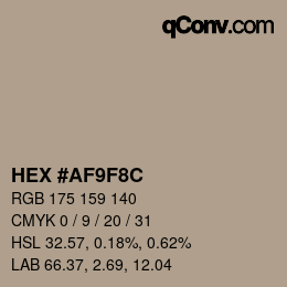 カラーコード: HEX #AF9F8C | qconv.com