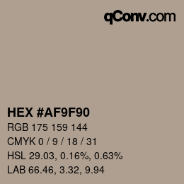 Color code: HEX #AF9F90 | qconv.com