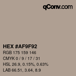 Color code: HEX #AF9F92 | qconv.com