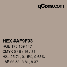 Color code: HEX #AF9F93 | qconv.com