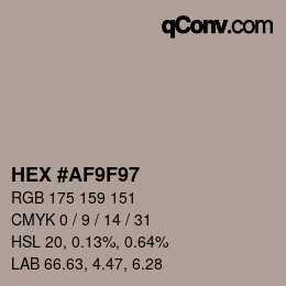 Color code: HEX #AF9F97 | qconv.com