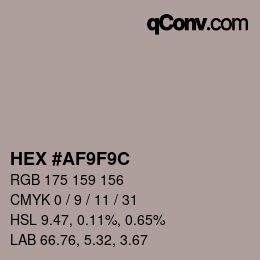 カラーコード: HEX #AF9F9C | qconv.com