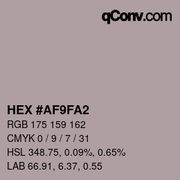 カラーコード: HEX #AF9FA2 | qconv.com