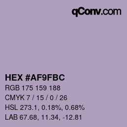 カラーコード: HEX #AF9FBC | qconv.com