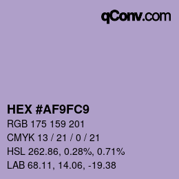 カラーコード: HEX #AF9FC9 | qconv.com