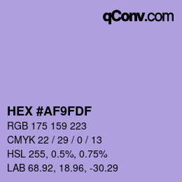 Color code: HEX #AF9FDF | qconv.com
